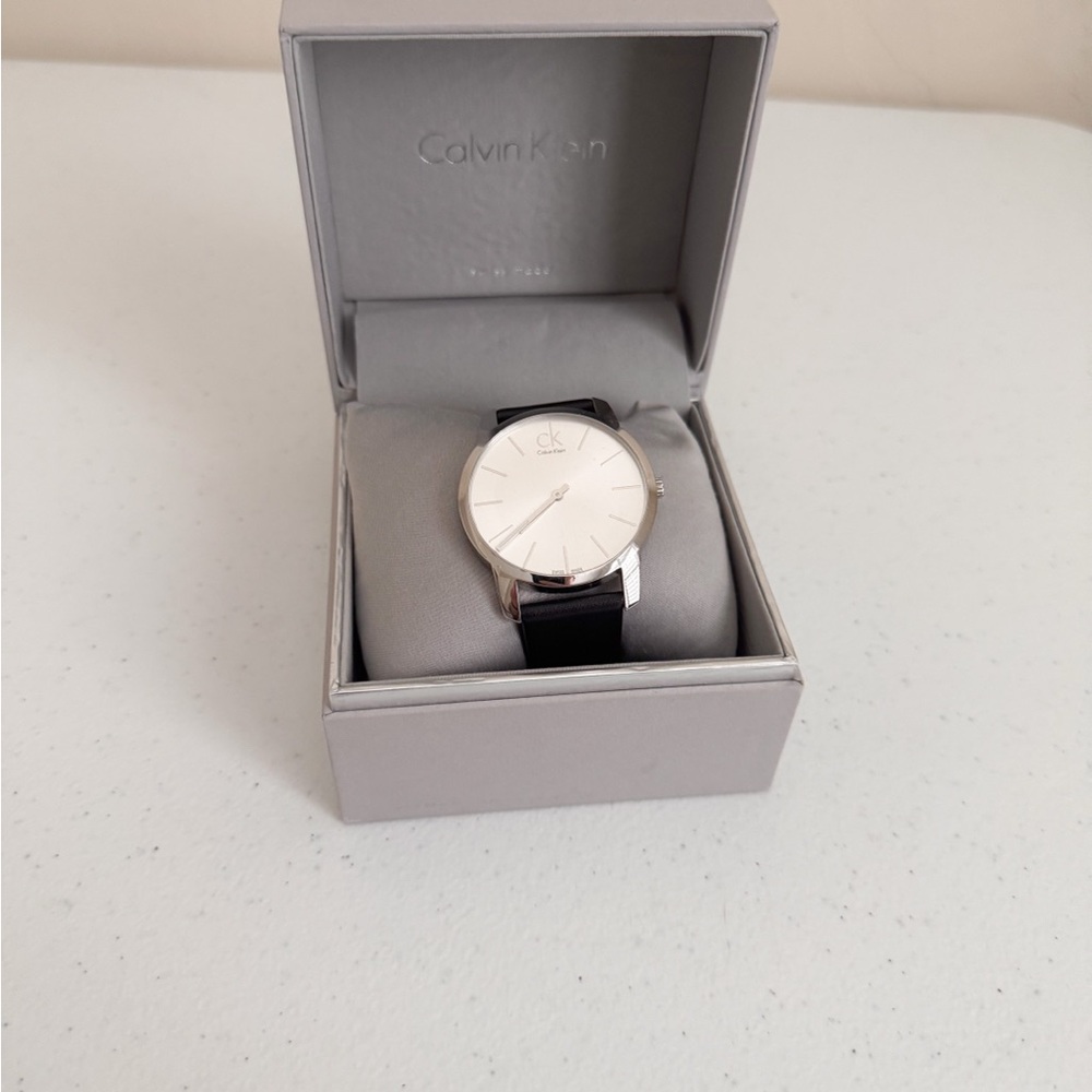Calvin Klein Silver Dial Black Strap Watch - Picture 2 of 10